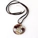 Brown Buttons Resin Pendant, Coffee Cream Chocolate, Leather Suede Necklace, Recycled