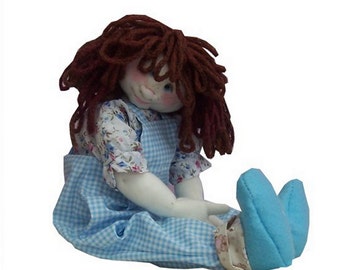 Lottie cute cloth doll sewing pattern. 14 inches (35cm) tall.
