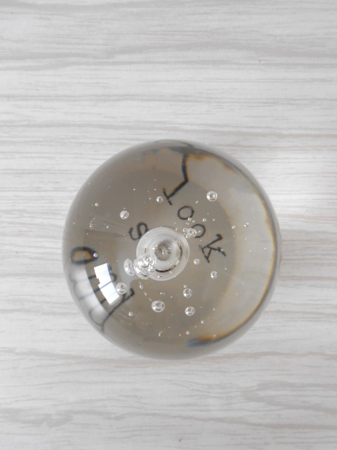 LARGE magnifying clear glass ball paperweight // minimalist