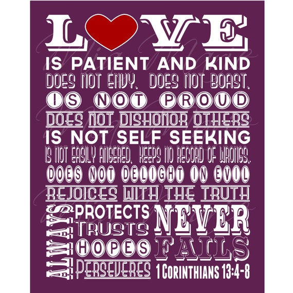 Love is Patient Scripture Art 1 Corinthians 13 by MyMiaMarie