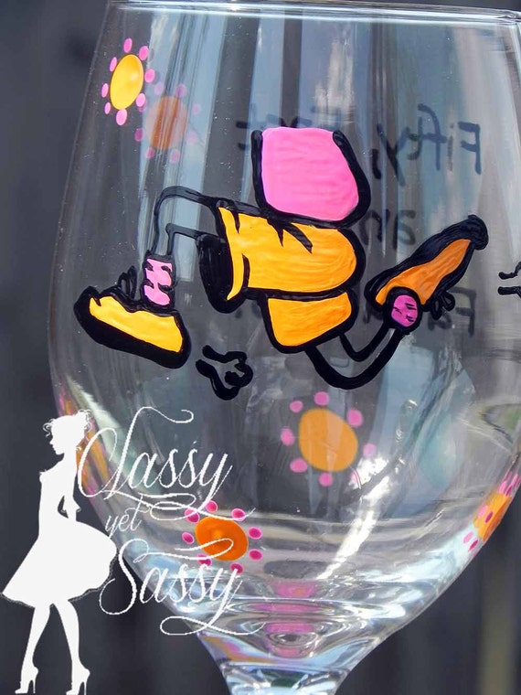 Runner Painted Wine Glass