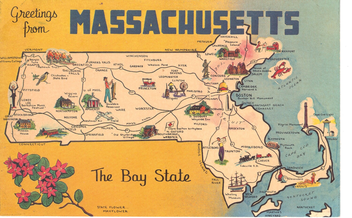 Greetings From Massachusetts The Bay State By Heritagepostcards 