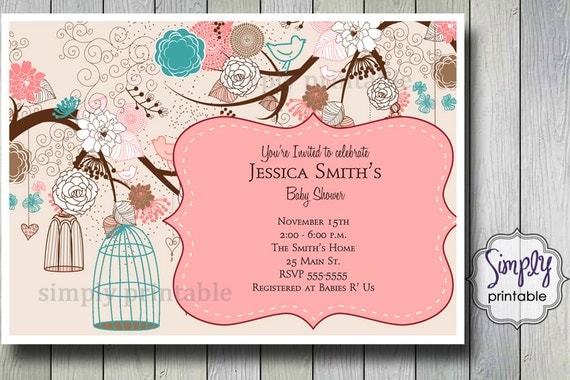 Birdcage Shower Invitation Blue & Pink Il_570xn