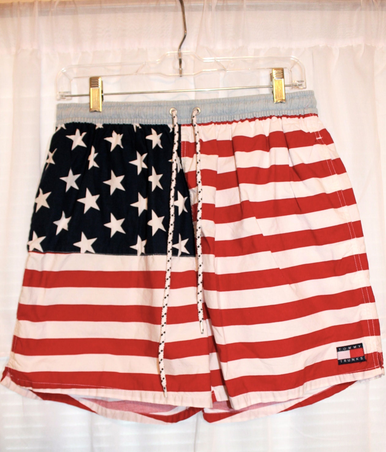 Vintage 1990's Mens American Flag Swim Trunks by alicatvintage