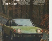 1973 Porsche 914 Advertisement 70s Weather Green Rainy Sports Car Import Luxury Garage Shop Wall Art Decor