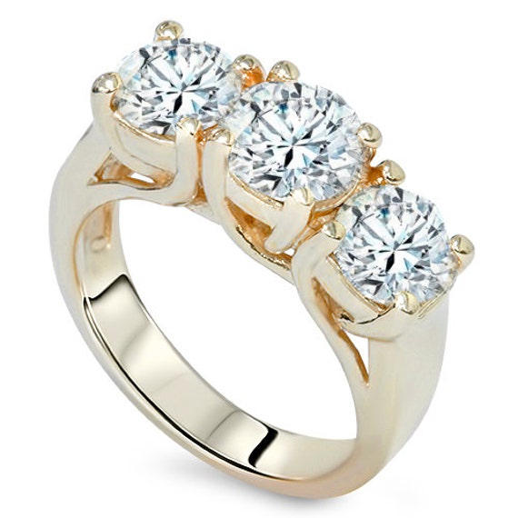 3.00CT Diamond 3Stone Engagement Anniversary Ring 14 Karat
