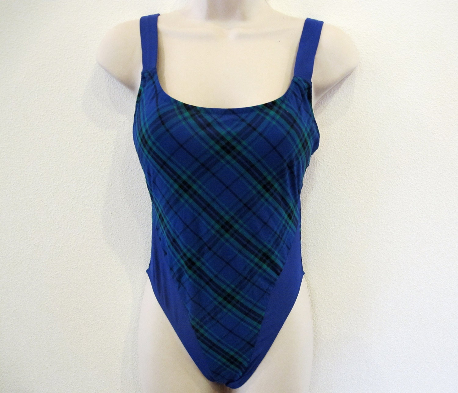 Vintage Blue Swimsuit 80s Bathing Suit Small by StraylightVintage