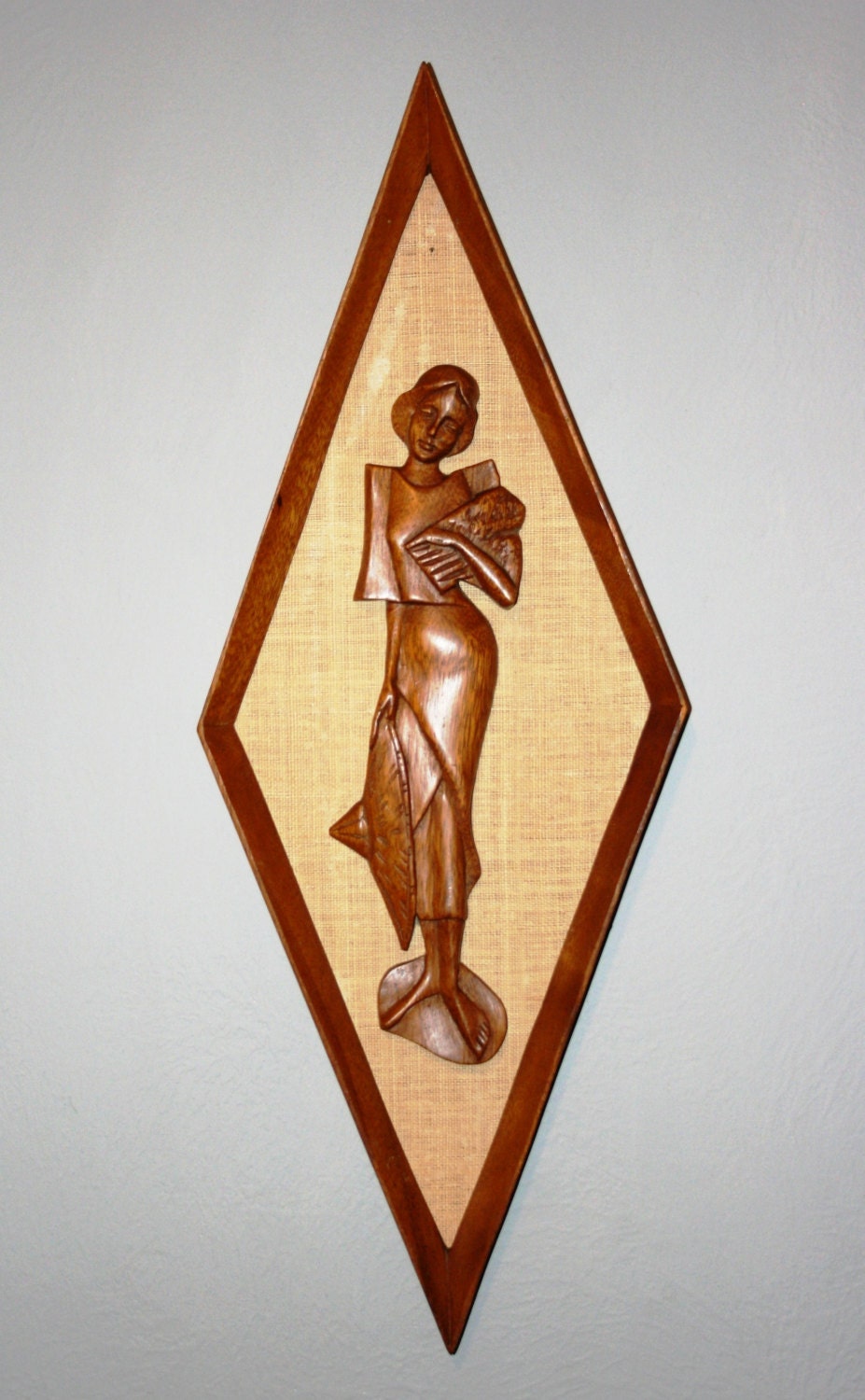 Mid Century Modern Tiki Polynesian Teak Wood Art Eames Era