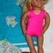 Bright Hot Pink 4 Piece Beach Set Fits American Girl Dolls or Similar 18" Doll - Swimsuit, Sun Hat, Wrap Skirt, Beach Towel