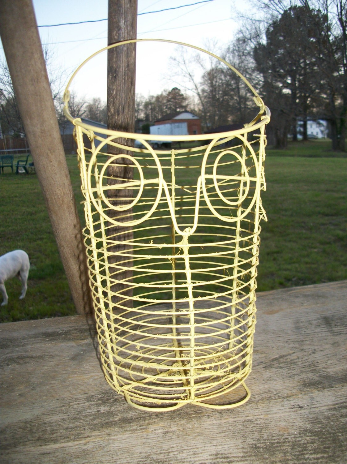 Vintage wire owl basket owl decor wire basket