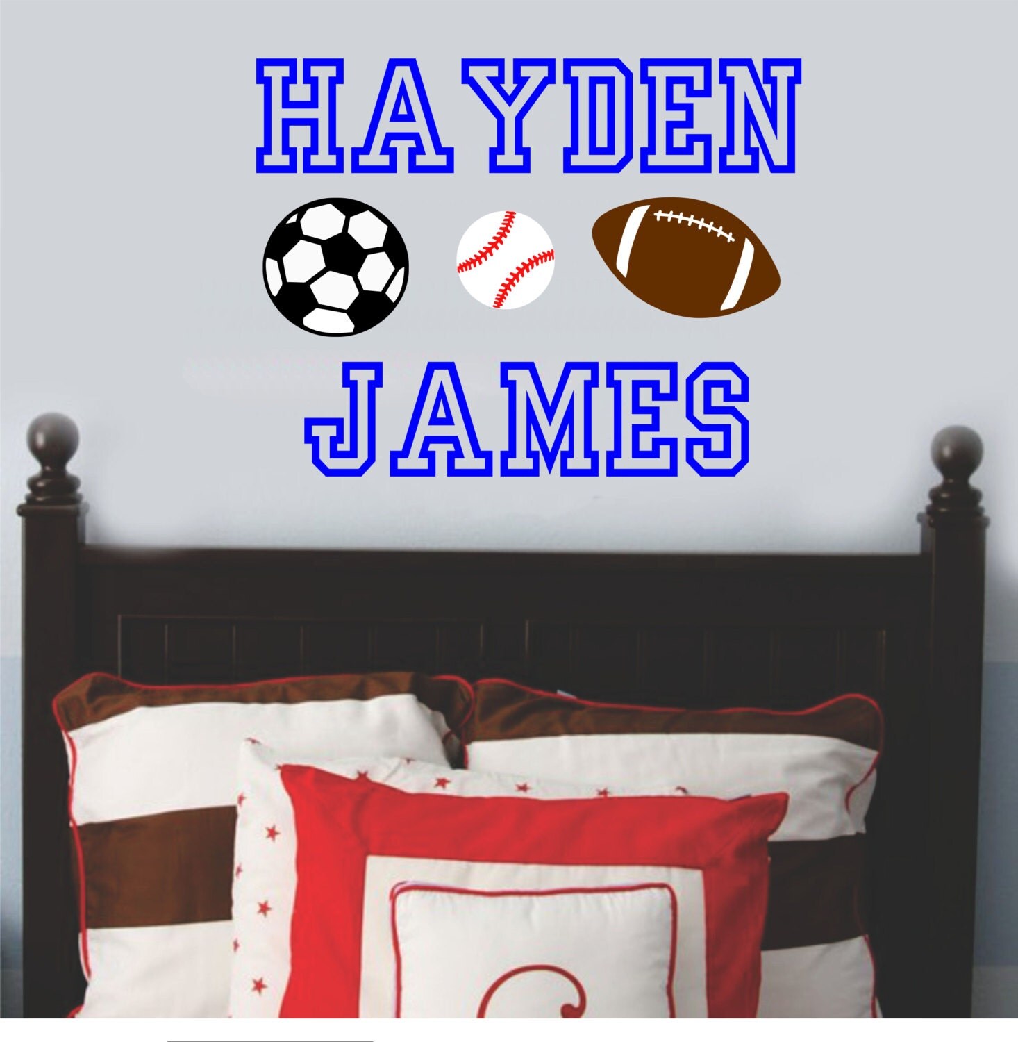 Sports Wall Decal Baby Boy Nursery Name Vinyl Lettering