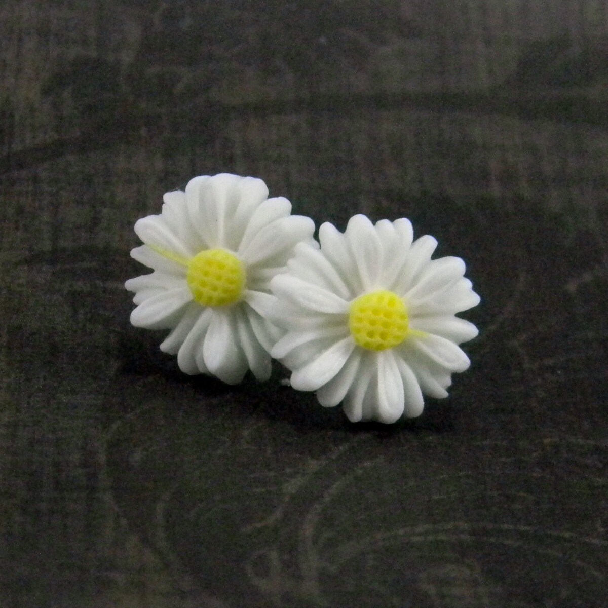 White Daisy Earrings 13mm Flower Titanium Post Earring Pair