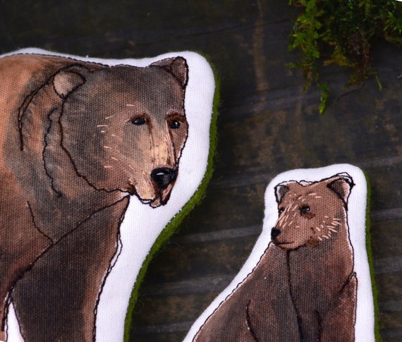 Handmade Bear Toys. Hand-painted American Grizzly Bear Family set by Aly Parrott on Etsy. Ready to ship.