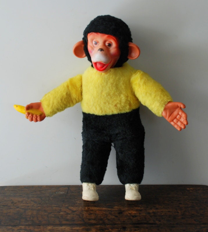 vintage toy monkey with banana