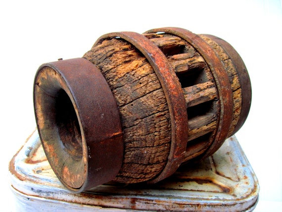 Wooden wagon wheel hub antique rustic decor by southcentric