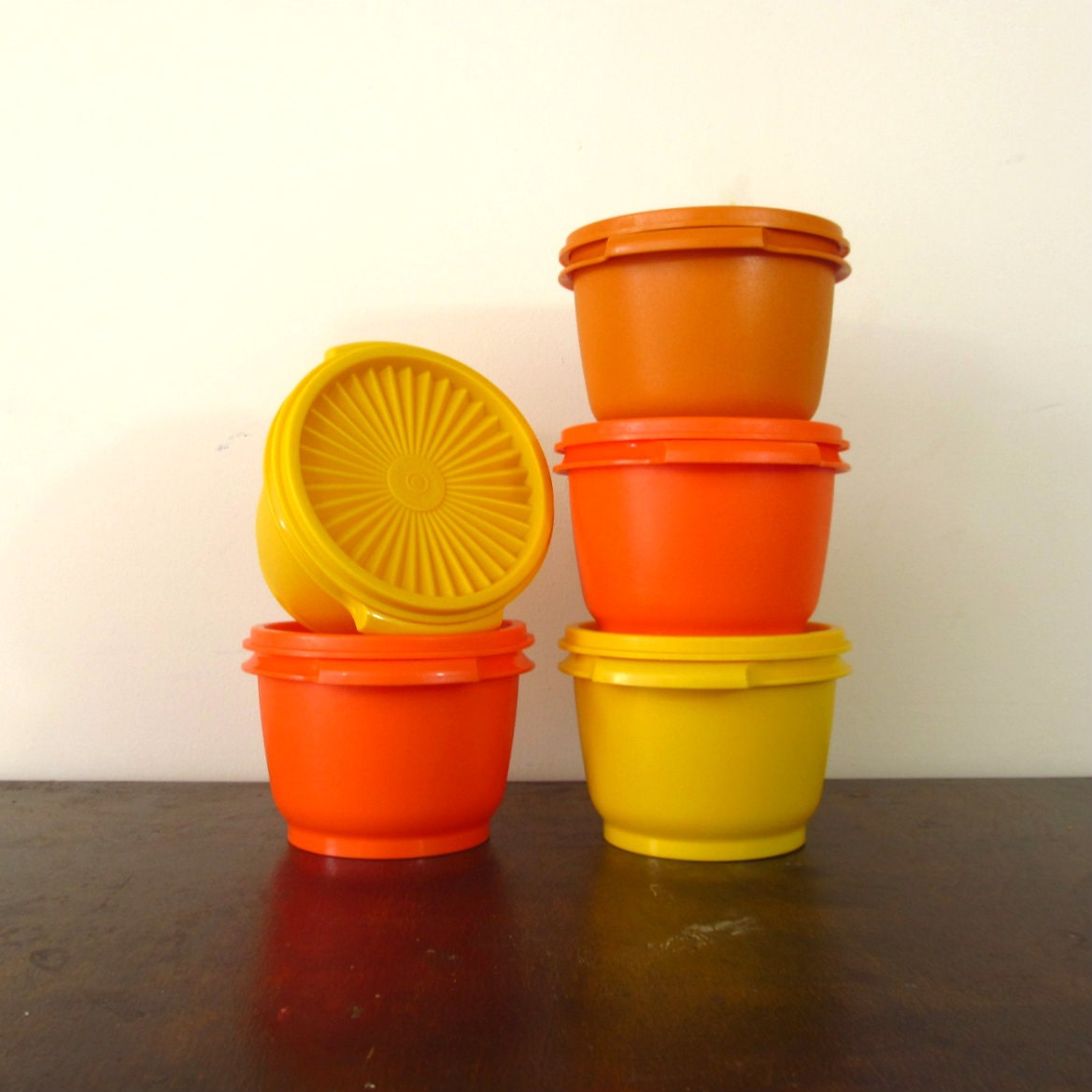 Vintage Tupperware Containers Set of 5 Bowls 1970s Canisters