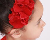 READY TO SHIP: Blazing Beauty - Red - Flower Headband - Fits infant to adult - Cutie Patootie Designz Il_170x135