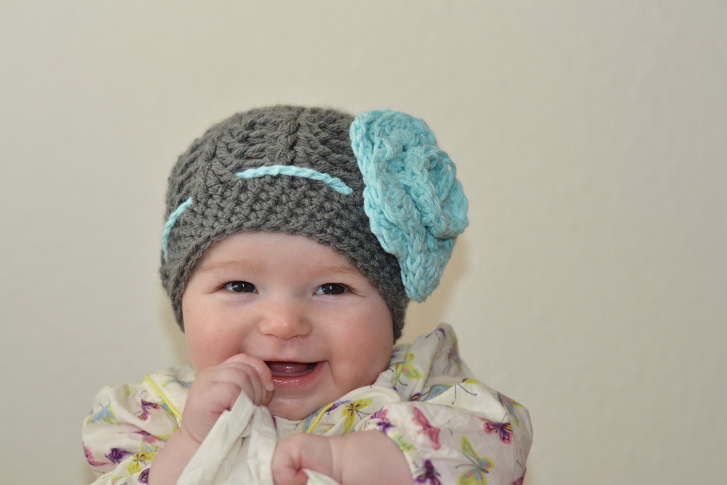 Baby hat baby girl hat gray hat girls winter hat little