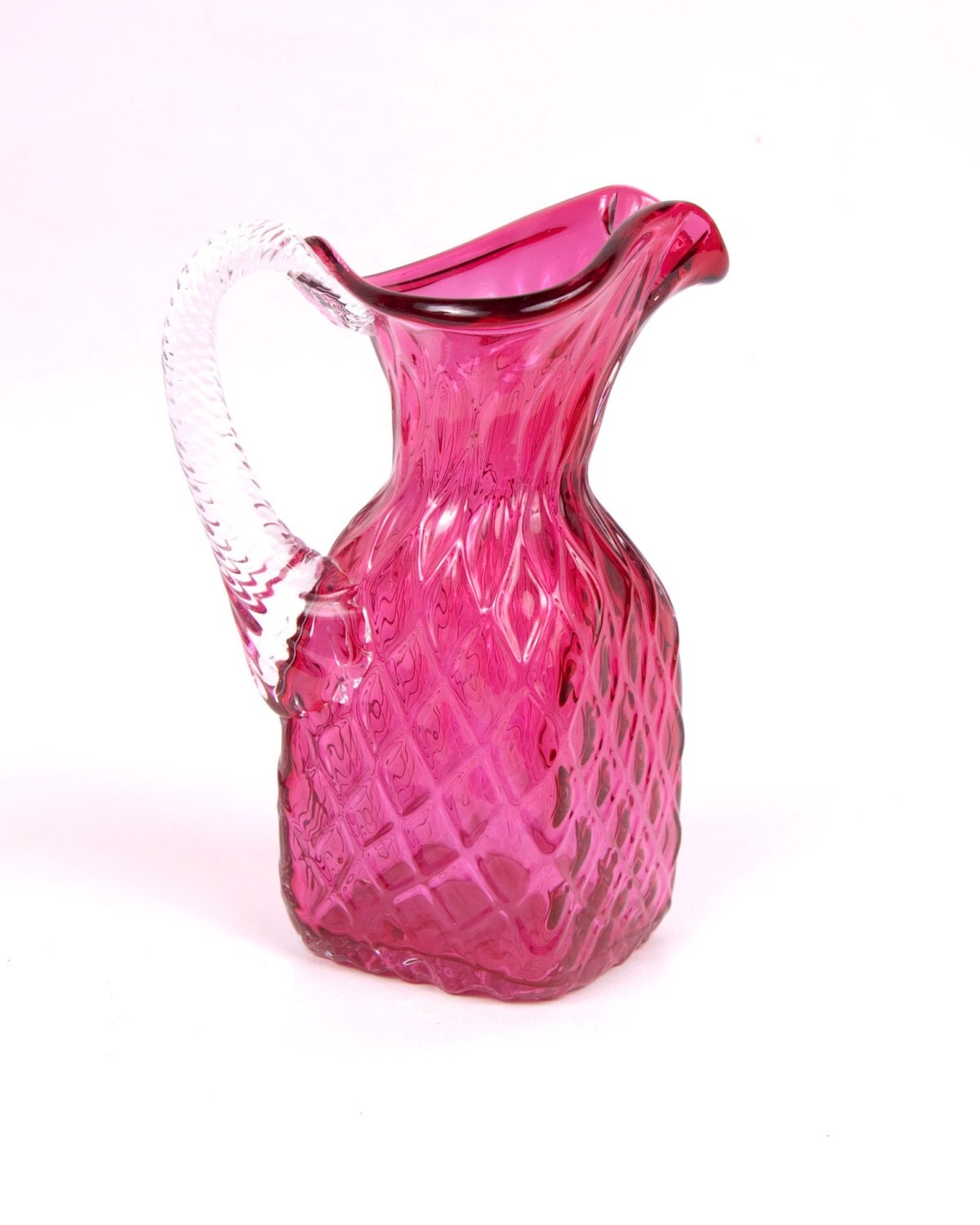 RESERVED for RUTH Cranberry Glass Pitcher Canadiana Verre