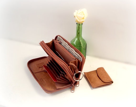 80s Bentley Pigskin Brown Leather Wallet Clutch By