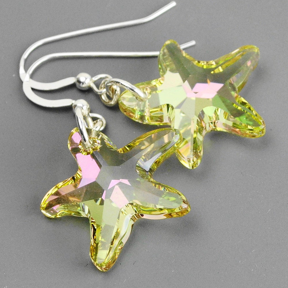Crystal Starfish Earrings Swarovski Crystal by MyDistinctDesigns