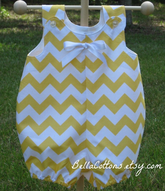 Classic Baby Girl Chevron Bubble Romper in Riley by BellaCottons