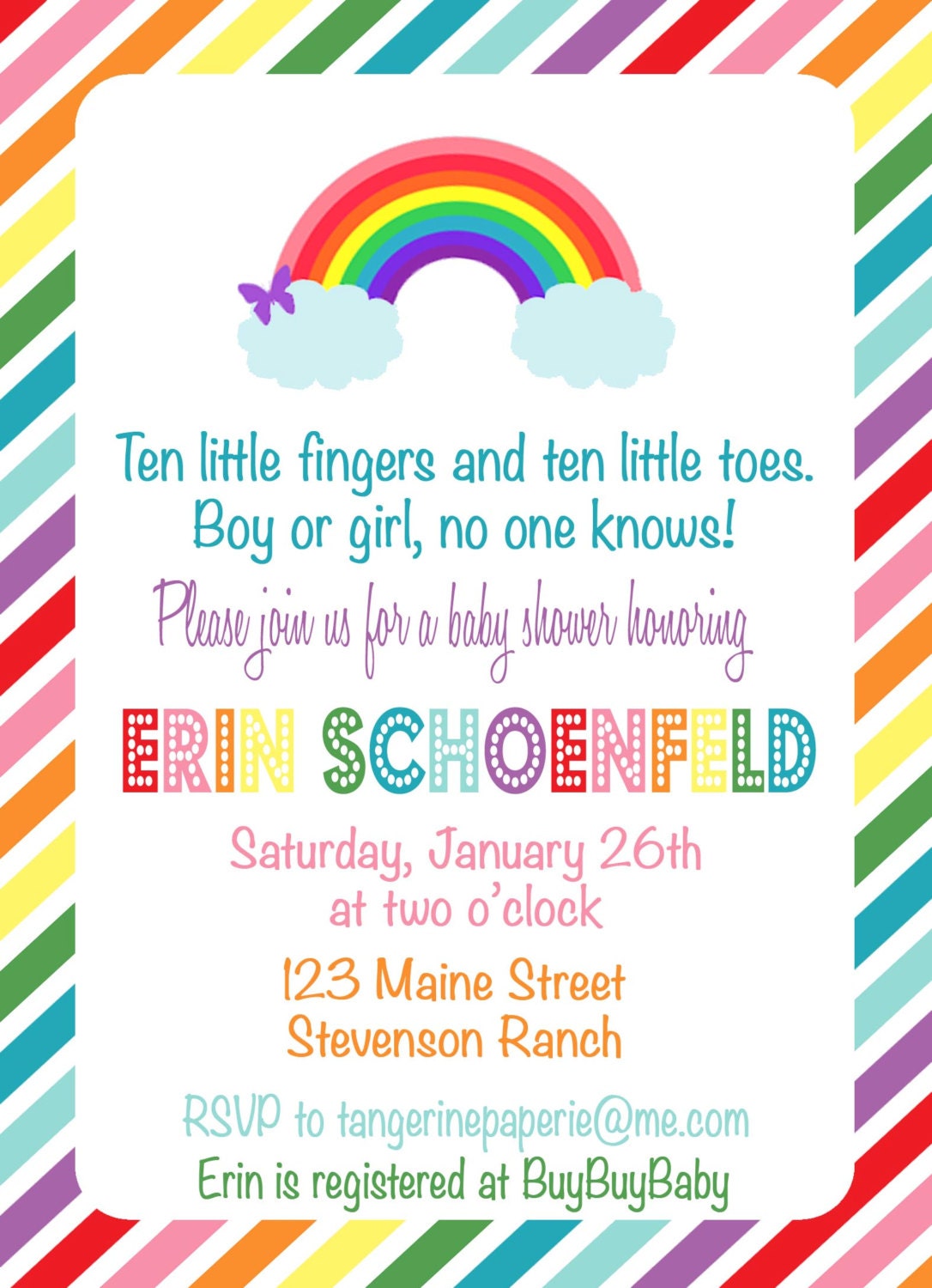 Rainbow Baby Shower Invitations 3