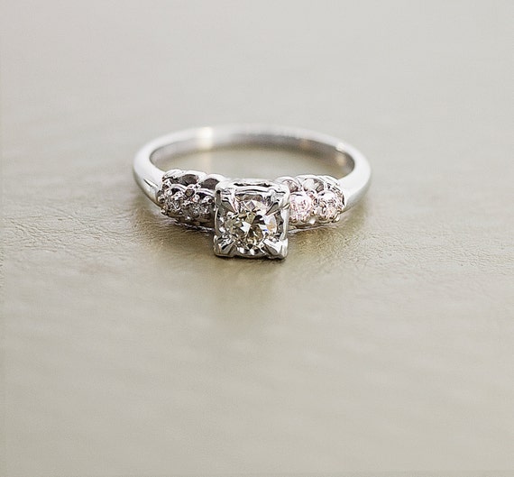 1940s Engagement Ring Vintage Gold and Diamond by SITFineJewelry