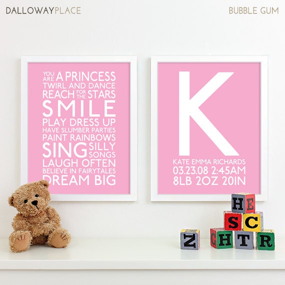 baby girl nursery art print playroom rules subway art quotes