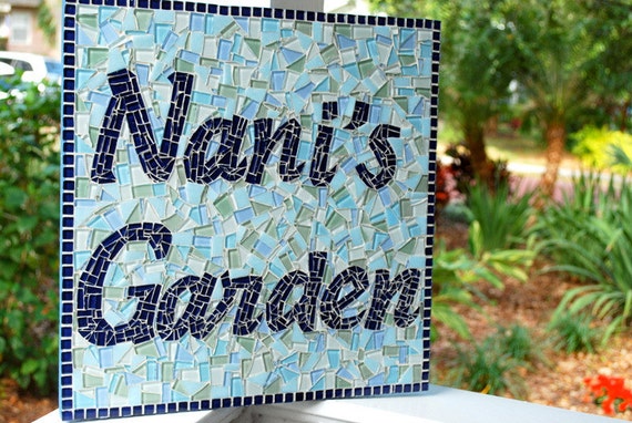 Mosaic Garden Sign by GreenStreetMosaics on Etsy
