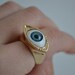 Blue Evil Eye unisex vintage gold ring size 7 Punk Gothic