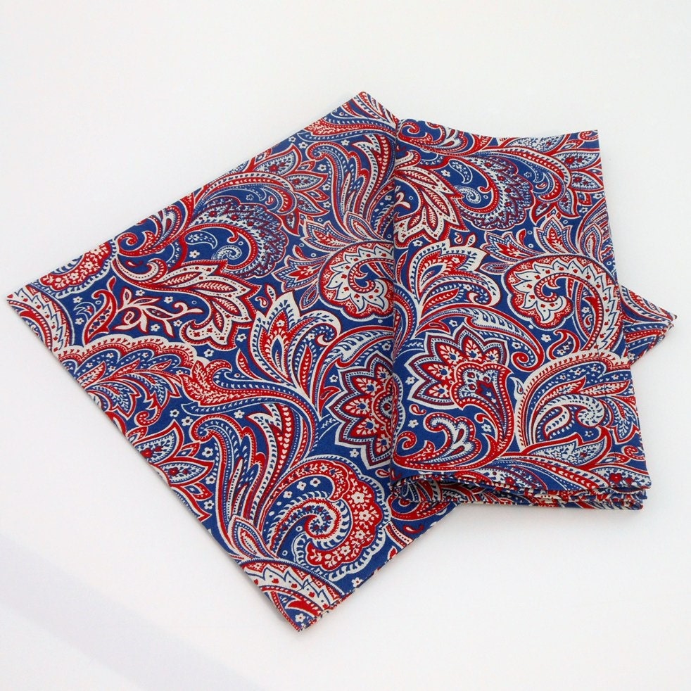Americana Paisley Napkins//Red White and Blue Cloth
