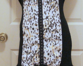 1980s Drop Waist Dress - Vice Versa - Paris - Black Gold White Was 50