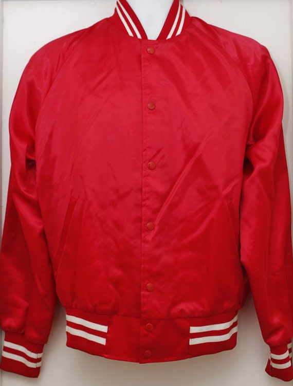 80s Vintage 'RED ACES Satin Jacket Sz: by StandoutVintageStore