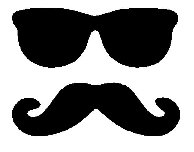 Glasses and Moustache Mustache Silhouette Applique. INSTANT