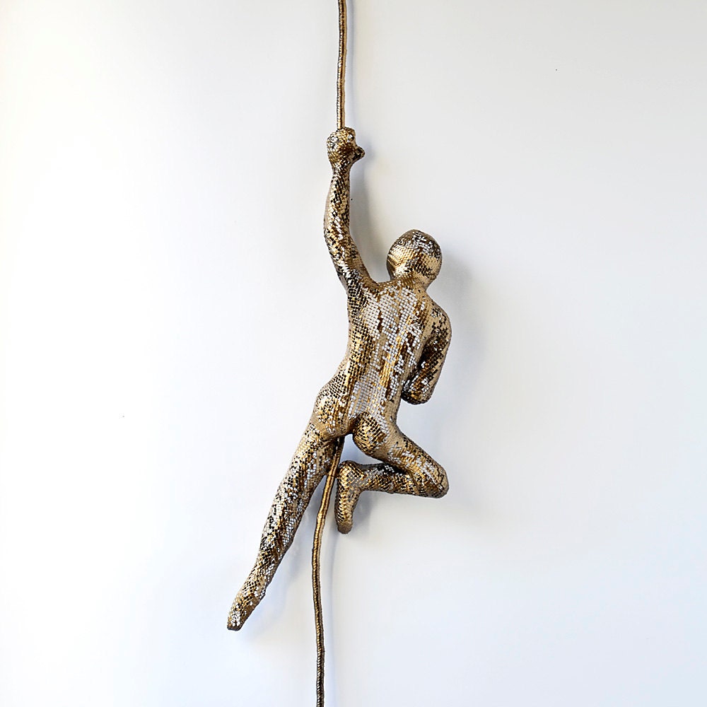 Metal wall art  Climbing man on rope  home decor  Metal