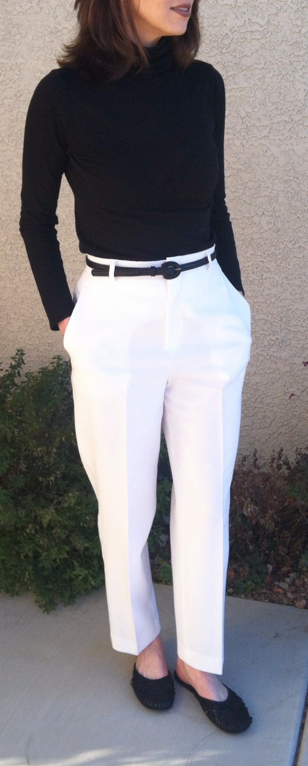 white polyester pants