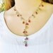 SALE Pink Lariat Necklace Colorful Necklace Swarovski Crystal Pink Yellow Oxidized Silver Chain Long Necklace Elegant