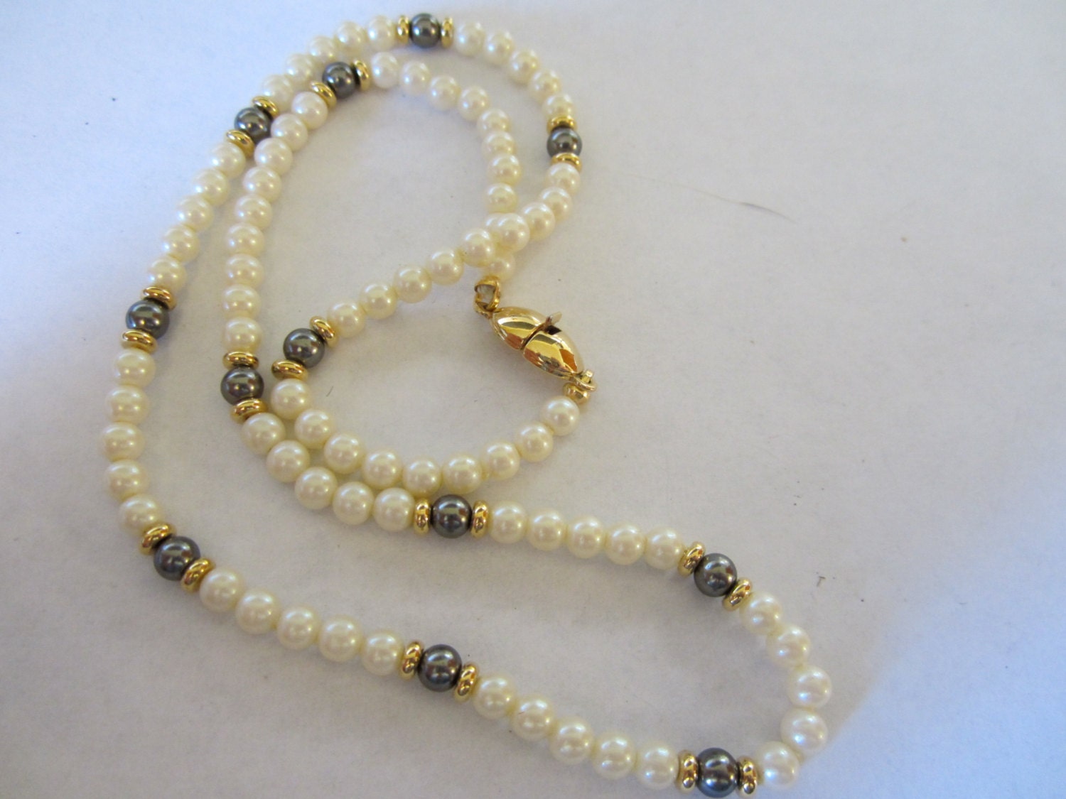 Vintage Pearl Necklace Costume Jewelry By Monet 1980's