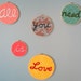 Beatles Embroidery Hoop Art All you need is Love Handmade with Felt & Fabric yellow, red, pink, blue, white, green