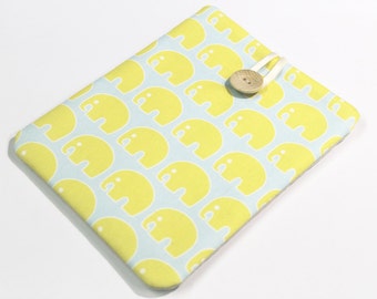 Elephants Kindle Paperwhite Cover, Kindle HDX 7 sleeve, Nexus 7 Case, 7 inch tablet case, yellow and blue elephants, Kindle Keyboard cover