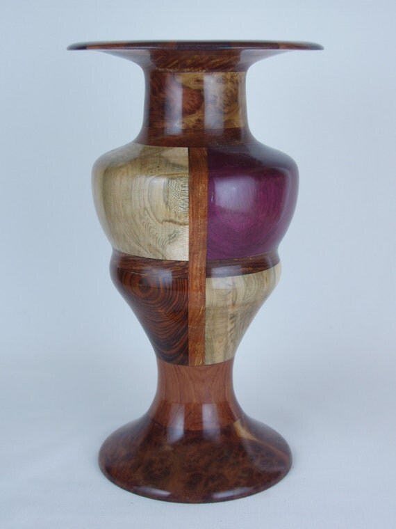 Items similar to Exotic Wood Vase Large Stunning Hand Turned "Windows