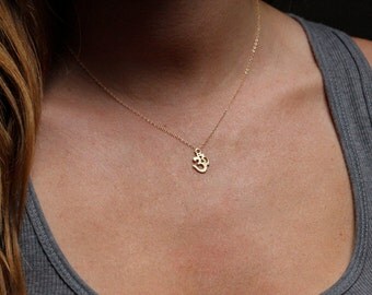 Yoga Necklace, Gold Ohm Necklace, Yoga Jewelry