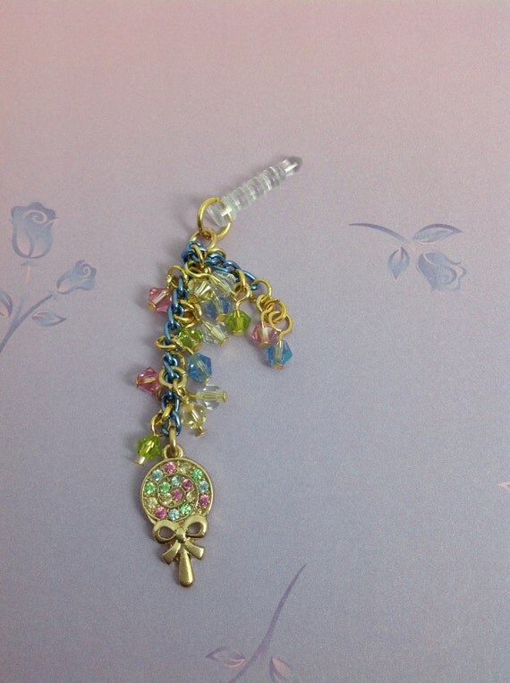 Lollipop cell phone charm headphone jack charm dust plug