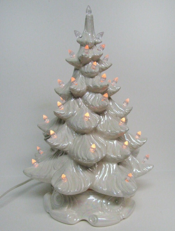 vintage white ceramic christmas tree light with clear bulbs vintage white ceramic christmas tree light with clear bulbs