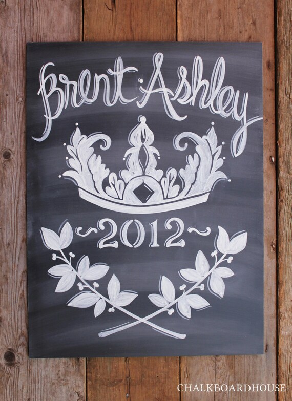 Items similar to Hand Painted Chalkboard Crown Sign 18x24 Unframed