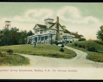 HIGHLAND SPRING Sanatorium Nashua, NH Used Undivided Back Litho Postcard 1906