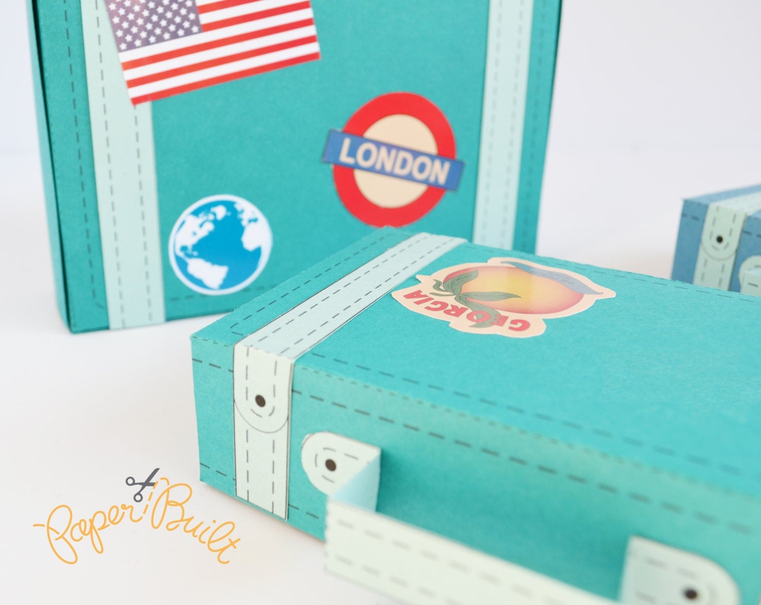 Download Vintage Suitcase Favor Box Template Favor Box by PaperBuiltShop