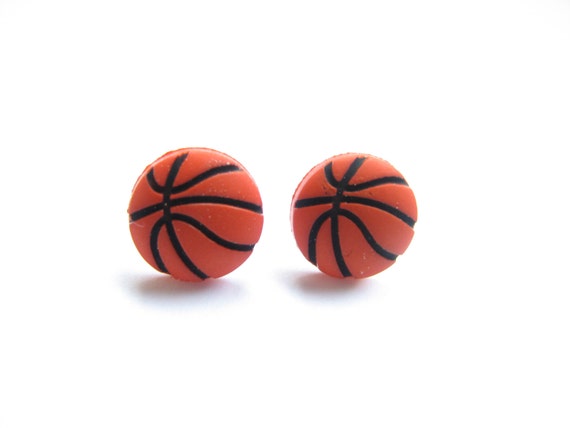 Items similar to Basketball Stud Earrings, Basketball Jewelry, Unisex ...