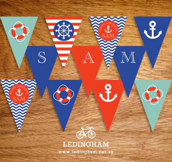 Nautical Party Bunting Flags DIY Printables by